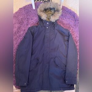 Old Navy Men's Navy Blue Jacket w/faux fur rimmed hood